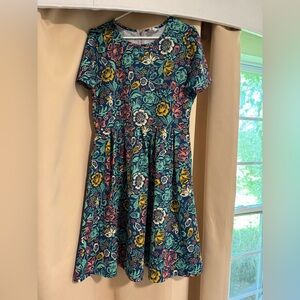 LuLaRoe Women's Dress - Navy with Floral Print
